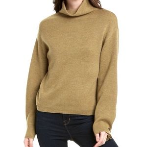 Vince Olive Green Cashmere Wool Mock Neck Sweater
